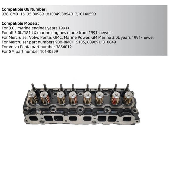 Engine Cylinder Head Fits For Mercruiser Volvo Penta GM Marine 3.0L 809891 10140599