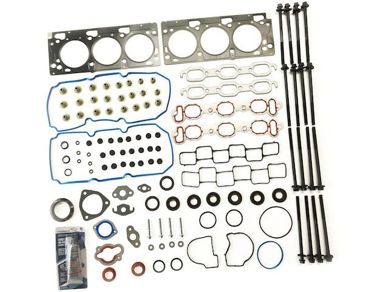 Engine Cylinder Head Gasket Set - with 16 Head Bolts, Manifold Gaskets, Valve Cover Gaskets, Stem Seals, and O-Rings - Compatible with 2006 Dodge Charger 3.5L V6