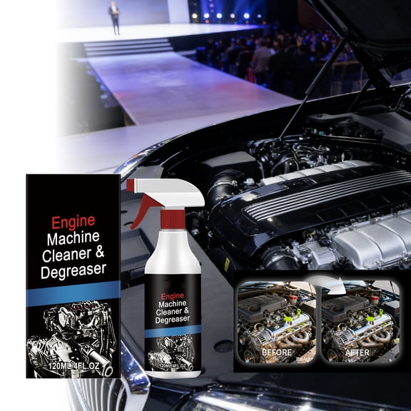 Engine Degreaser Cleaner Spray 120ml, Heavy Duty Car Engine Bay Cleaner for Oil Grease and Sludge, Safe on Rubber Hose and Plastic Parts, Portable Motorcycle and Machinery Cleaning Spray