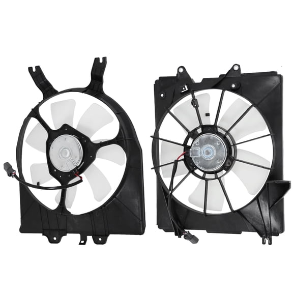 Engine Driver+Passenger Side A/C Condenser Radiator Cooling Fan Assembly For 2005-2010 Honda Odyssey HO3115128 HO3117101