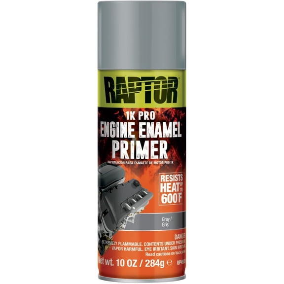Engine Enamel Primer Spray, Superior Protection For High Heat, Ideal For Engines, Gray, 10 oz