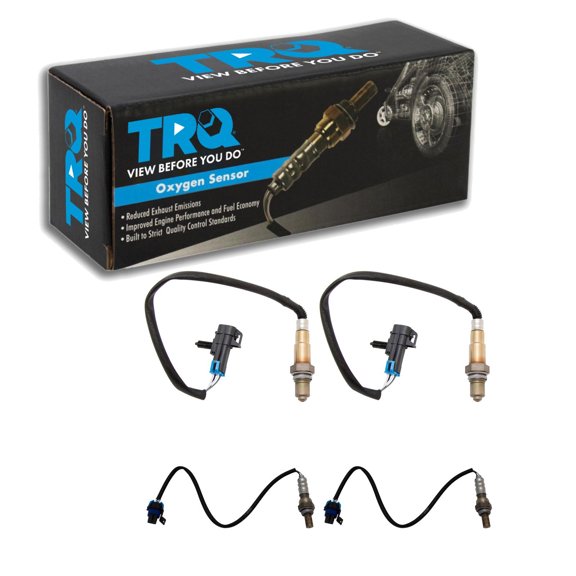 TRQ 4 Piece Set O2 Oxygen Sensor 4 Wire Heated Upstream & Downstream Fits 2008-2013 Chevrolet Silverado 1500 V6 4.3L; 2008-2013 GMC Sierra 1500 V6 4.3L; 2008 Hummer H2 V8 6.2L