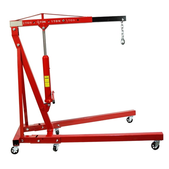 Engine Hoist, 1/2 Ton Folding Cherry Picker Shop Crane Hoist Lift, Heavy Duty Hydraulic Engine Crane with 6 Casters, Engine Hoist Lever for Engine Lifting Loading