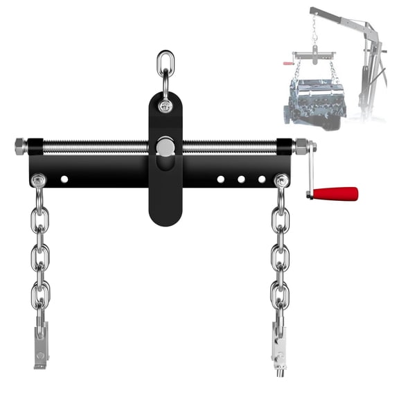 Engine Hoist Leveler & Support Bar - 1500lbs, Adjustable Handle, Dual Hooks, Chains, Ball Bearing, for Automotive Lifting - Black | 0.5 meter small balance stand|