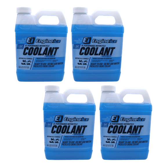 Engine Ice TYDS008 High Performance Coolant, 0.5 Gallon - Optimal Cooling, Phosphate Free, Ready-to-Use for Motorcycles & Bikes (4 Pack)