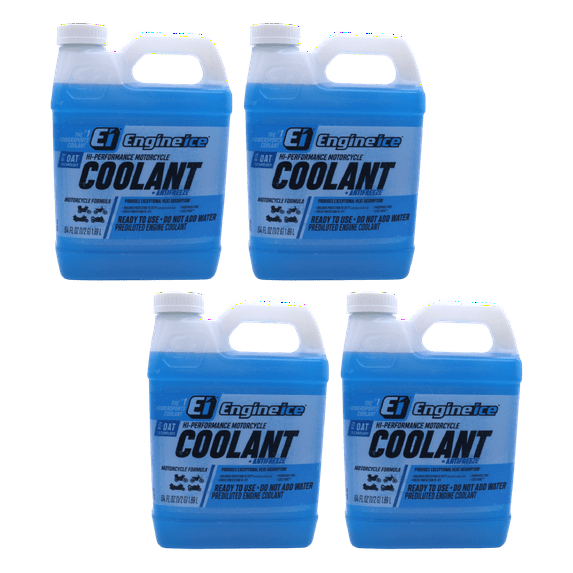Engine Ice TYDS008 High Performance Coolant, 0.5 Gallon - Optimal Cooling, Phosphate Free, Ready-to-Use for Motorcycles & Bikes (4 Pack)