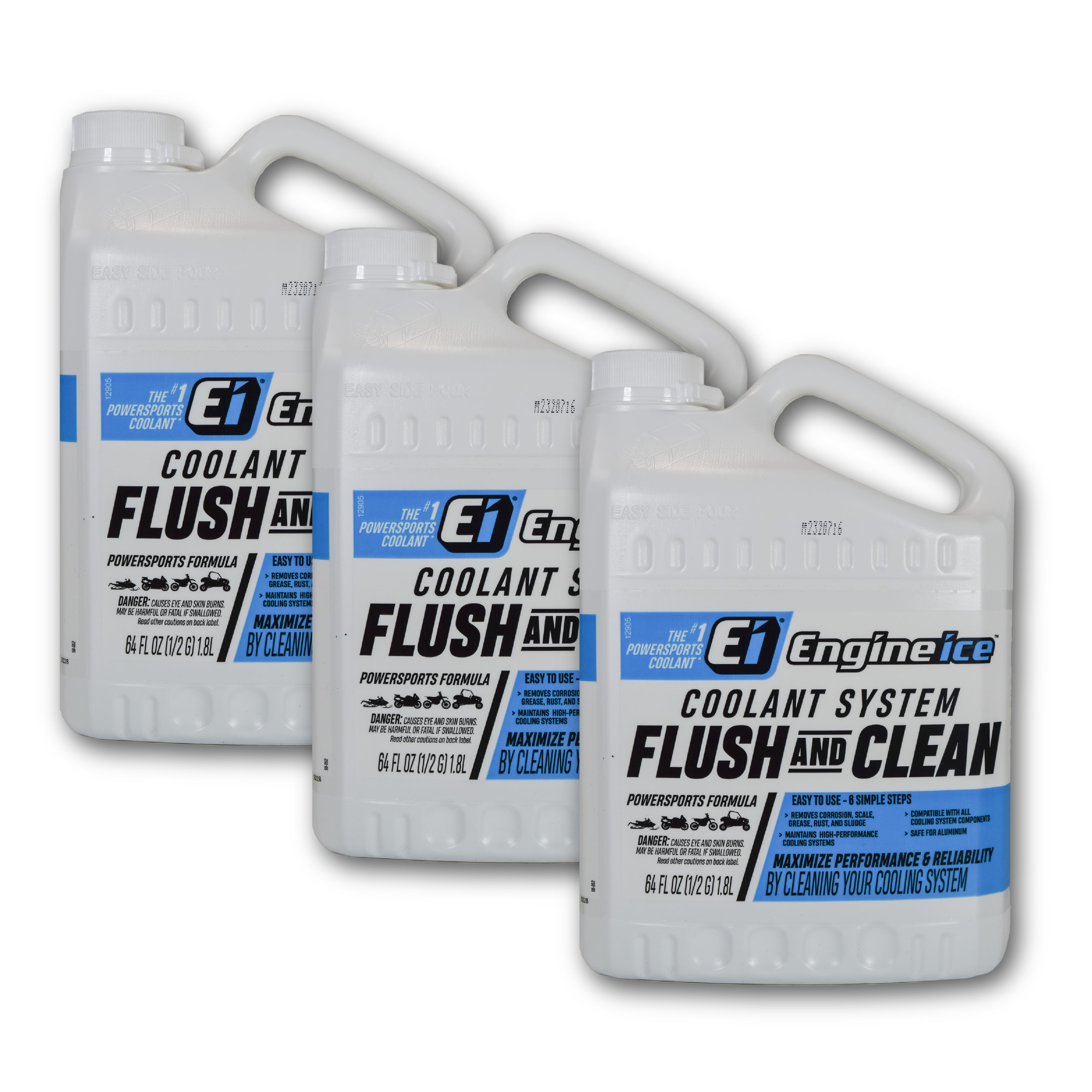 Engine Ice Coolant System Flush and Clean - 0.5 Gal (3-Pack) - Enhances Cooling Efficiency & Improves Engine Performance in Bikes, Cars, ATVs, & More
