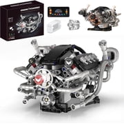 Engine Model Kits That Runs - 770+Pcs, Build Your Own MOC Mini V8 Building Engine,Compatible with Lego Car Set,STEM Toy with APP Control & Motor,Mechanical Engineering Set for Adults