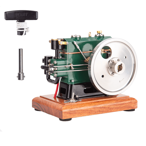 Engine Model that Runs, 1/8 Scale 3.6CC Mini Vintage Single Cylinder Four-Stroke Gasoline Engine Model, Educational Science Model Kit & Gift for Adults (Wooden Base RTR Version)