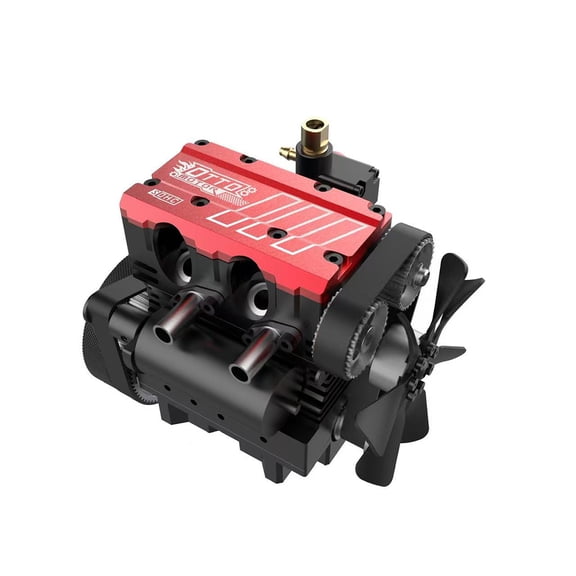 Engine Model that Runs, FS-L200AC 7cc Mini Inline Double-cylinder Four-stroke Air-cooled Nitro Interal Combustion Engine Model Kit, Educational Science Model Kit & Gift for Adults