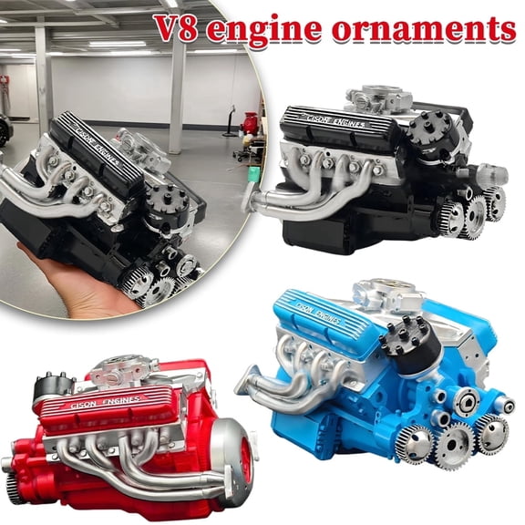 Engine Model V8 Creative Figure Green Cison Engines Toy For Collection Car Enthusiasts(Blue)