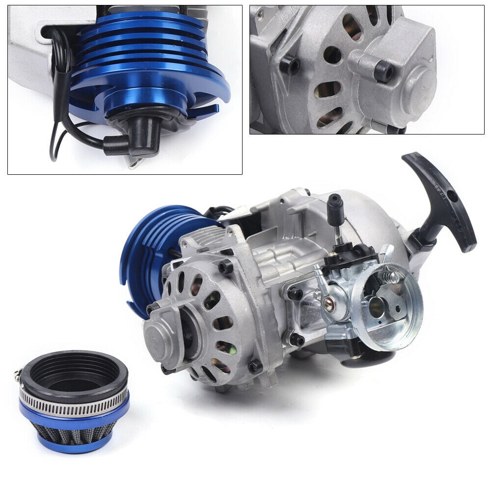 Engine Motor 49CC 2 Stroke Racing Complete Engine Motor Pull Start Motorized Bike Engine Kit for Pocket Bike Mini Dirt Bike ATV Scooter (Racing Complete Engine)