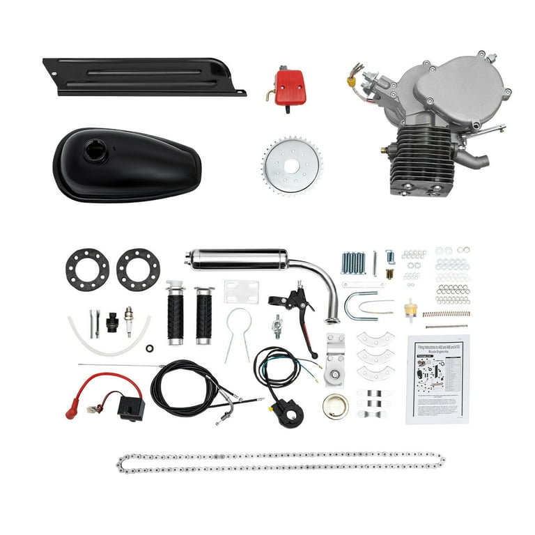 Engine Motor Kit 100CC 2 Stroke Gas Petrol Motorized Bike Bicycle Motor Engine Kit Full Set DIY Upgrade Bike Bicycle Conversion Kit 44 Tooth Sprocket Walmart