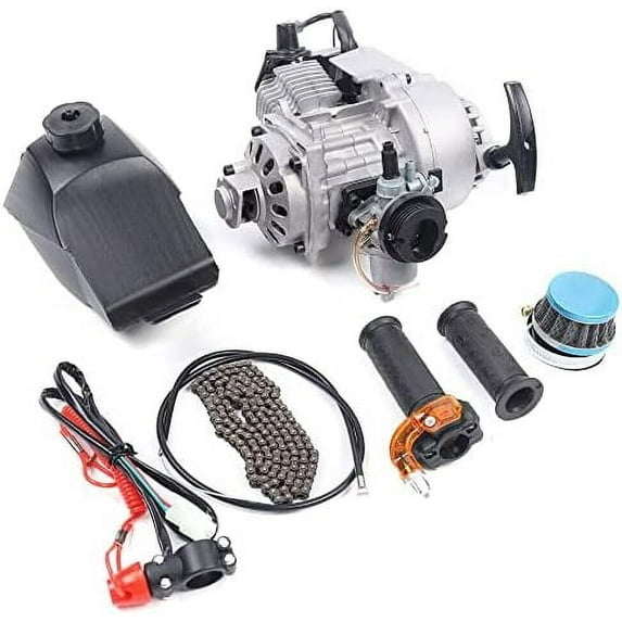 Engine Motor Kit 49CC 2 Stroke Pull Start w/Fuel Tank Single Cylinder for Bike ATV Silver