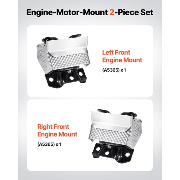 Engine Motor Mount Kit Replacement,Set of 2,Compatible with 2007013 Chevrolet Silverado 1500 5.3L V8,Replace OE# A5365,A5365,Secure Support,Left&Right Front Mounts