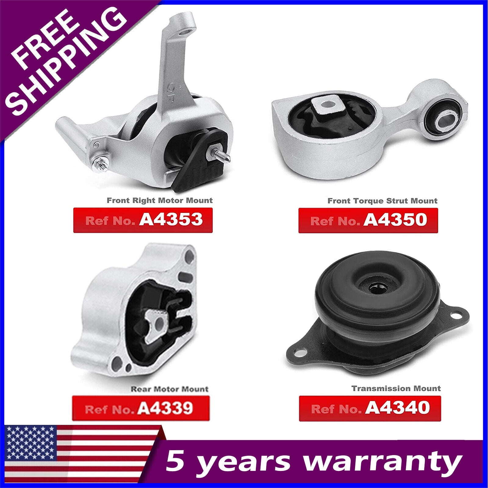 Engine Motor Transmission Mount Kit For Nissan Altima 2007-2015 L4 2.5L ...