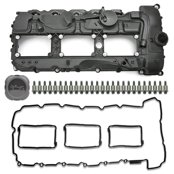 MITZONE N55 Engine Valve Cover with Gasket Bolts Kit & Oil Cap for BMW 2010-2017 335i 535i 2011-2019 X5 X3 X6 2013-2015 740i 740Li 3.0L Part# 11127570292