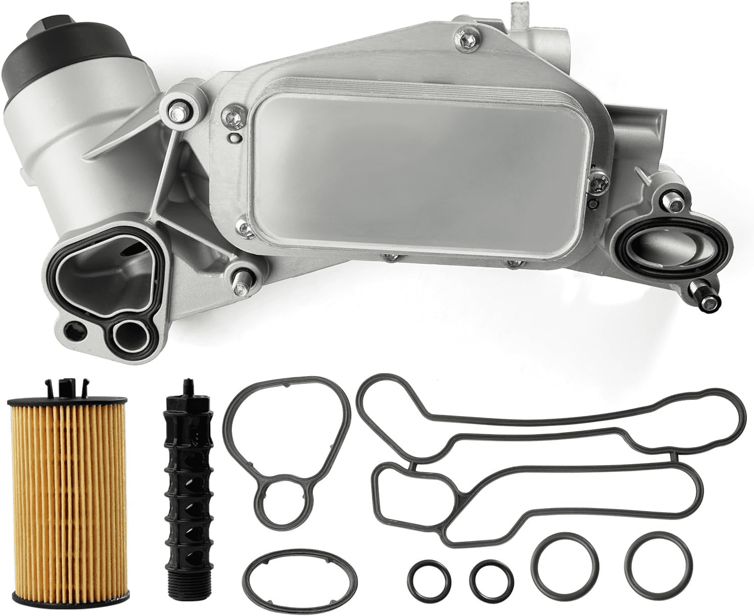 Engine Oil Cooler Filter Housing Assembly Adapter with Gaskets Compatible with 2008-2019 Chevy Cruze Sonic Aveo Malibu, Buick Cascada, Pontiac G3, Saturn Astra 1.6L 1.8L Replaces 918-432 25199751