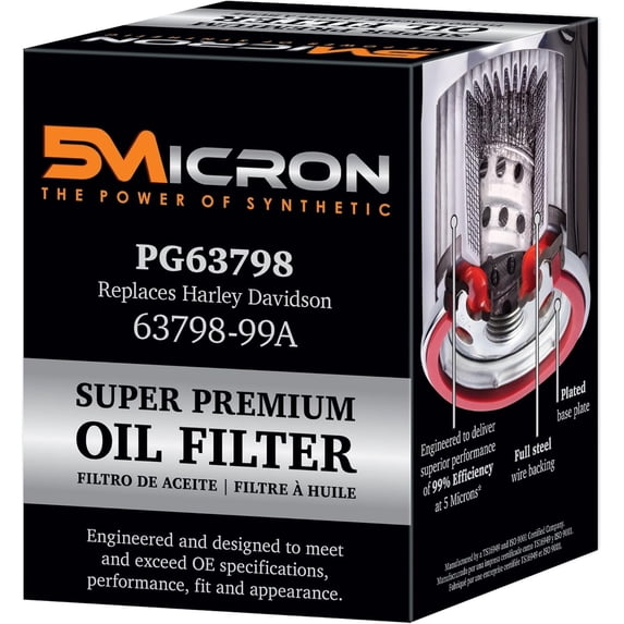 Pg Engine Oil Filter Pg63798, Fits 2006-2023 Harley-Davidson Flhx Street Glide, 2014-2023 Flhxs Street Glide Special, 2007-2019 Flhtcu Electra Glide