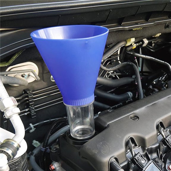 Engine Oil Funnel With Locking Adapter, Automotive Oil Change Filling Tool With Spill Control Design For Vehicle Maintenance,BLUE