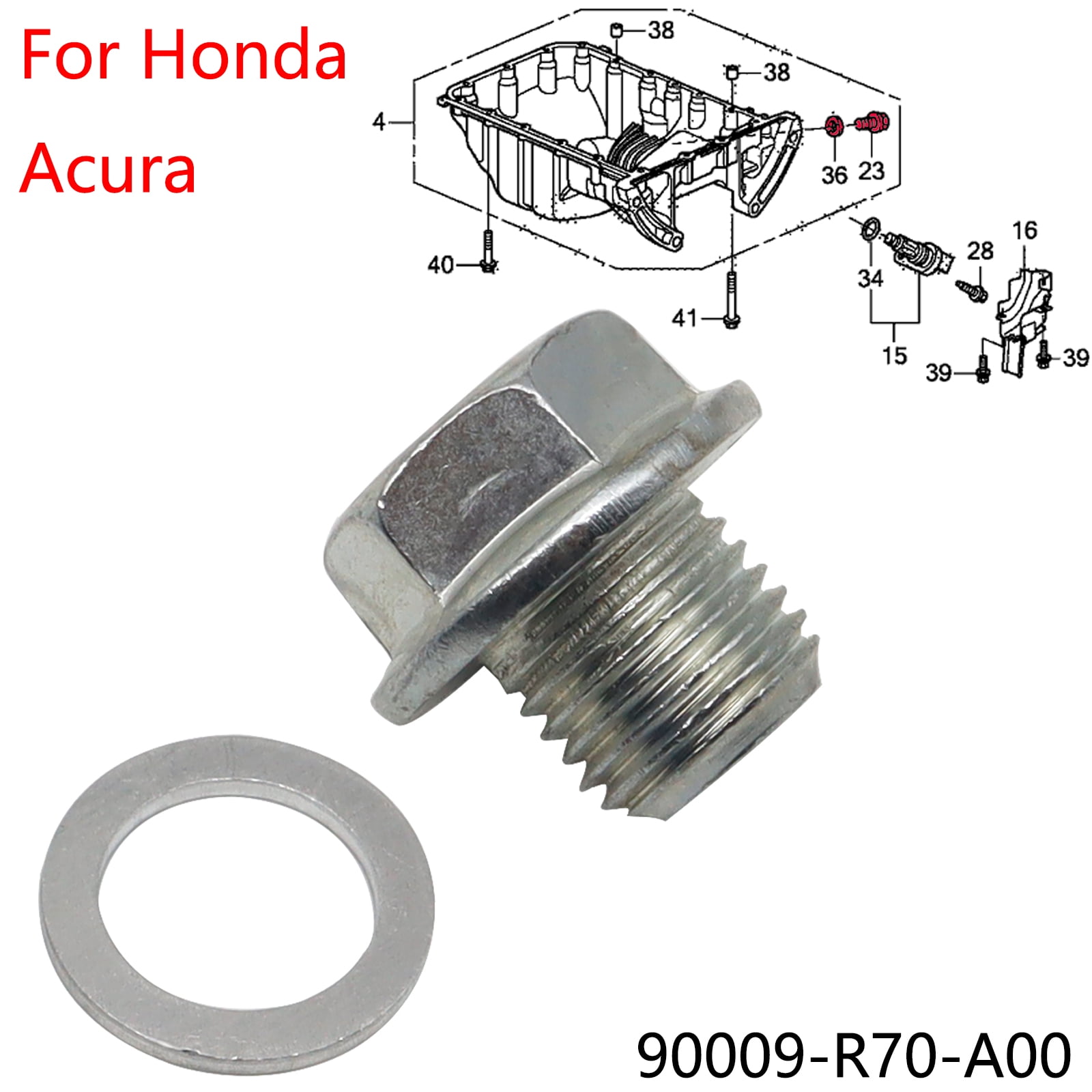 XUKEY Engine Oil Pan Drain Bolt Plug w/ Washer for Honda Accord CRV