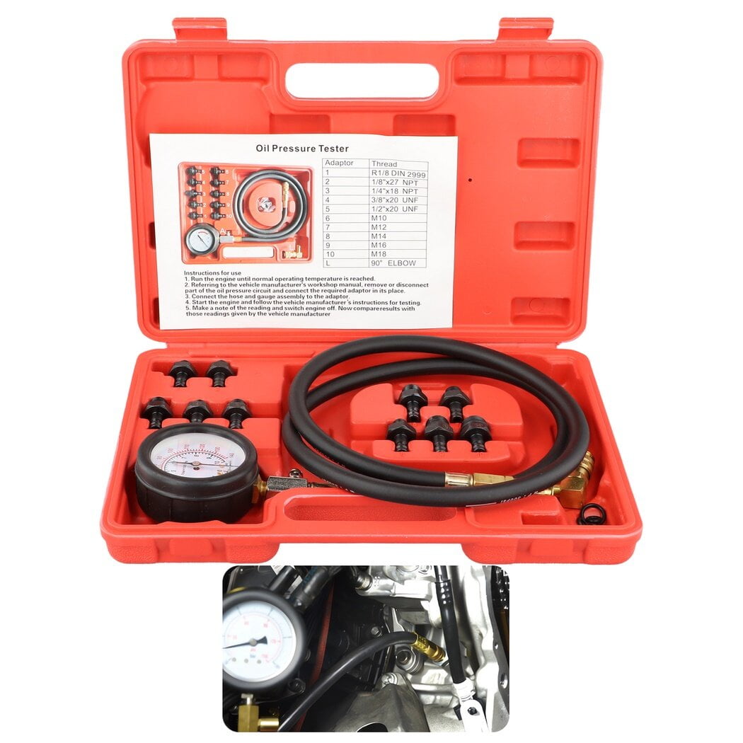 Engine Oil Pressure Test Gauge Kit, 0140 PSI Measuring Range, Easy to Read 3inch Big Clear