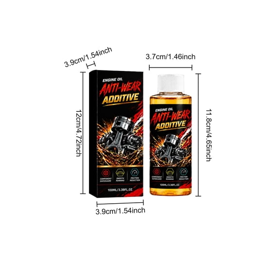 Engine Oil Wear Additive 100Ml, Lubricant Treatment Agent for Gasoline Diesel Engines, Reduce Friction And Running Noise, Protect Metal Components And Boost Vehicle Engine Performance