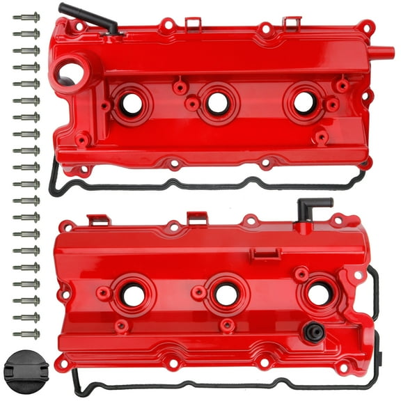 MITZONE Upgrade Aluminum Valve Cover Left and Right Compatible with 2003-2008 Nissan 350Z Infiniti FX35 G35 M35 VQ35DE 3.5L Part # 13264AM600 13264AM610