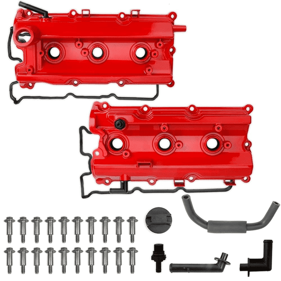 MITZONE Upgrade Aluminum Valve Cover Left and Right Compatible with 2003-2008 Nissan 350Z Infiniti FX35 G35 M35 VQ35DE 3.5L Part # 13264AM600 13264AM610
