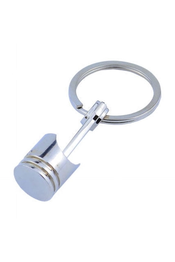 Engine Piston Key Ring Metal Alloy Keychain for Car Enthusiasts Unique Accessory Gift for Men and Women Silver Tone