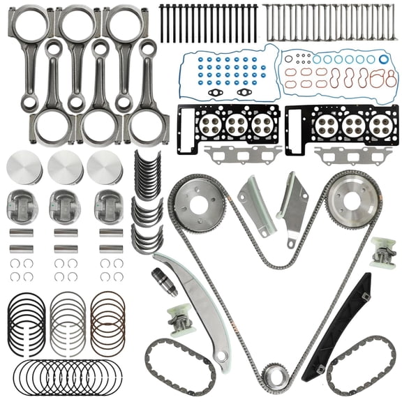 Engine Rebuild Kit Head Gasket Set Timing Chain Piston Con Rod For 2001-2010 Jeep Dodge Chrysler 2.7L