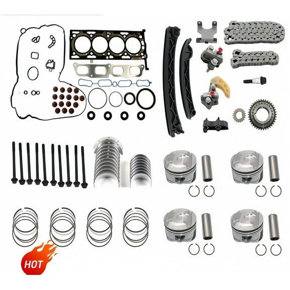 Engine Rebuild Kit Piston Timing Chain Kit Head Gasket Set Bolt For 13-22 GMC Buick Cadillac Chevy 2.0L