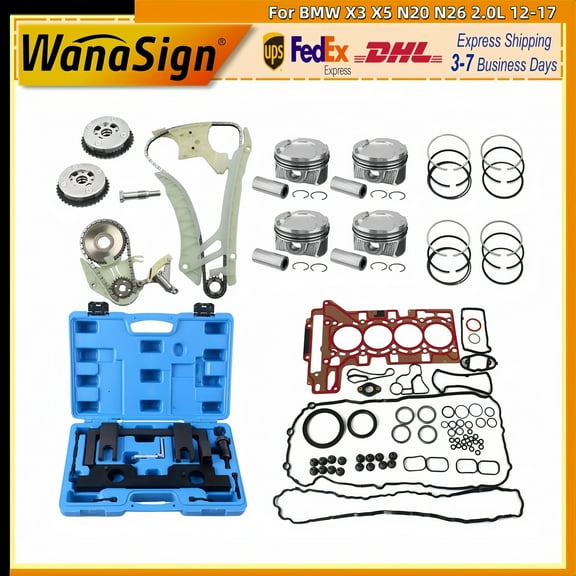Engine Rebuild Kit Piston Timing Chain Tool VVT Head Gasket Set For BMW X3 X5 N20 N26 2.0L 2012-2017
