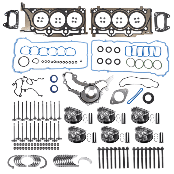 Engine Rebuild Kit for Chrysler 200/300, Dodge Avenger/Charger/Journey & Ram 1500 - 3.6L V6 - OEM: 5184347AG/AF/AH - Pistons, Gaskets, Valves