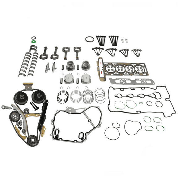 Engine Rebuild Overhaul Kit w/ Rods + Timing Chain Kit VVT For Chevy Equinox Buick Regal GMC 2.4L