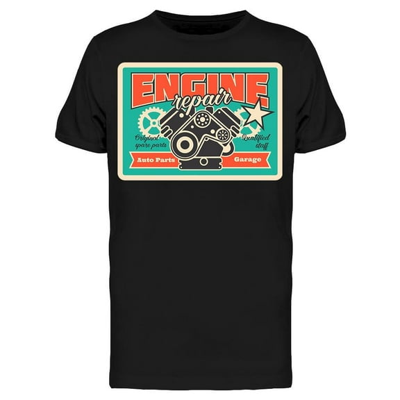 Engine Repair, Auto Parts Garage T-Shirt Men -Image by Shutterstock, Male Large