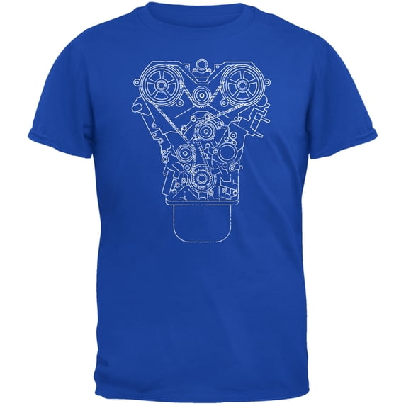 Engine Schematic Royal Adult T-Shirt - Large
