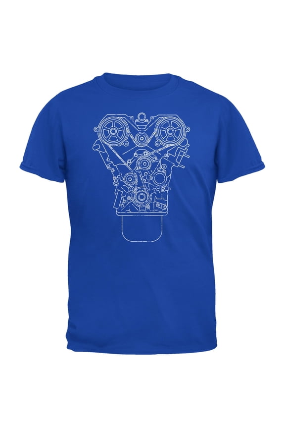 Engine Schematic Royal Adult T-Shirt - Medium