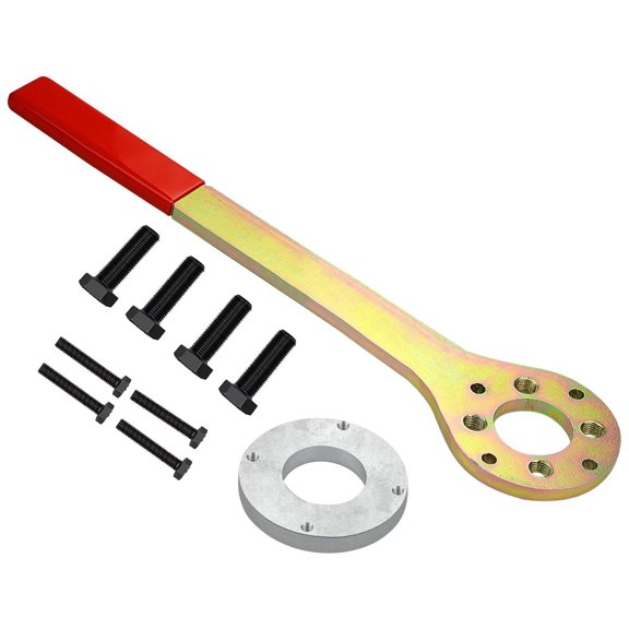 Engine Service Holding Wrench Set for EJ Timing Jobs, Crank Pulley Tool, Spacer Collar, 8 Mounting Bolts, Removal Preparation