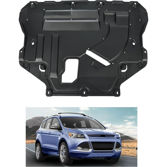 Engine Shield Compatible with 2013-2019 Escape 2015-2019 MKC Front Engine Case Guard Under Cover Black Replacement for EJ7Z6P013A FO1228125