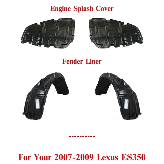 Engine Splash Shield Under Cover & Fender Liner LH+RH For 2007-2009 Lexus ES350