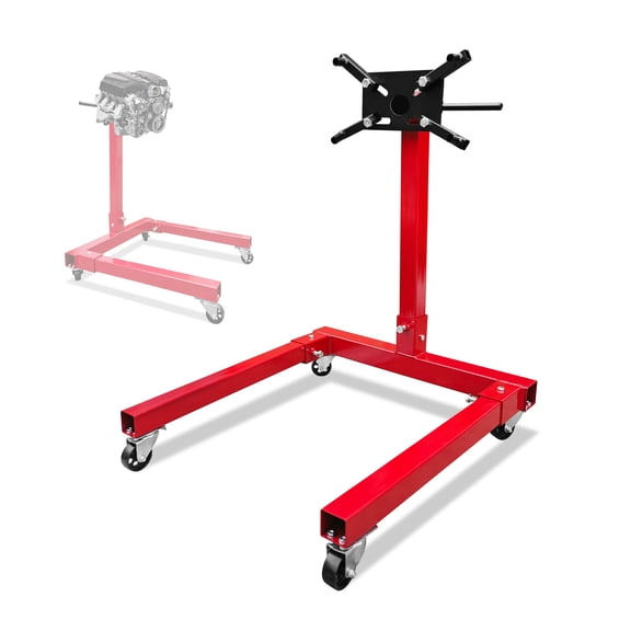 , Engine Stand 1250LBS Capacity, 360 Degree Rotating Engine Run Stand with 4-Casters, Heavy Duty Motorcycle Engine Stand for Auto Repair, Vehicle Maintenance, Red, Red ,Iron ,