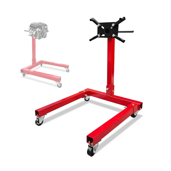 Engine Stand 1250LBS Capacity, 360 Degree Rotating Engine Run Stand with 4-Casters, Heavy Duty Motorcycle Engine Stand for Auto Repair, Vehicle Maintenance, Red
