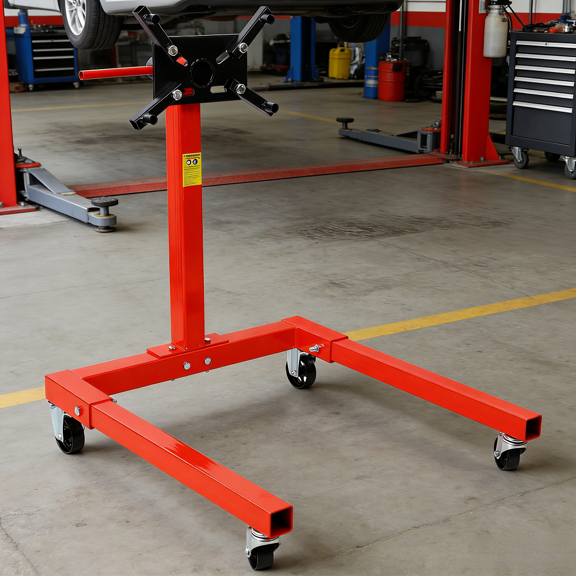Engine Stand 1500 Lbs Capacity Motor Stand 4 Wheels 360 Degree Rotating Head 4 Adjustable Arms 6 Locking Positions Metal Engine Holder Garage Auto Repair Red Heavy Duty Shop Equipment Professional