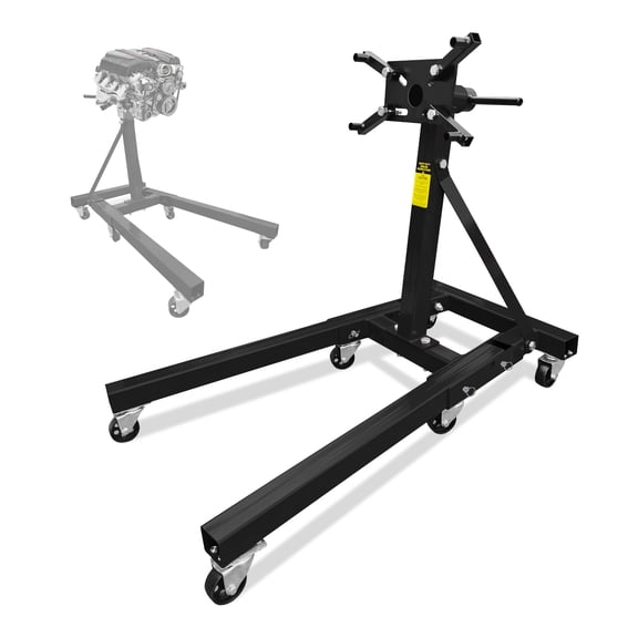 Engine Stand 2000LBS Capacity, 360 Degree Rotating Engine Run Stand with 6-Casters, Heavy Duty Motorcycle Engine Stand with Foldable Frame for Auto Repair, Vehicle Maintenance, Black