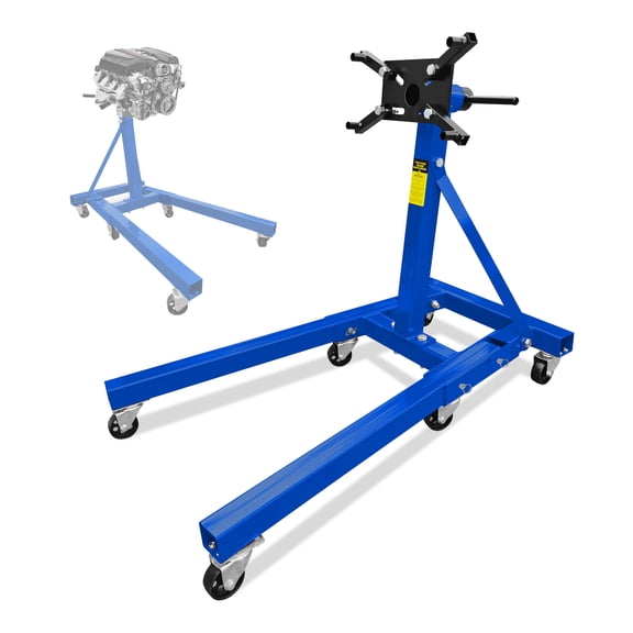 Engine Stand 2000LBS Capacity, 360 Degree Rotating Engine Run Stand with 6-Casters, Heavy Duty Motorcycle Engine Stand with Foldable Frame for Auto Repair, Vehicle Maintenance, Blue