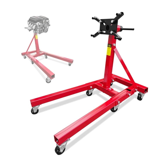 Engine Stand 2000LBS Capacity - 360 Rotating Motorcycle Engine Stand with 6 Casters - Heavy Duty Auto Repair Stand with Foldable Frame - Red
