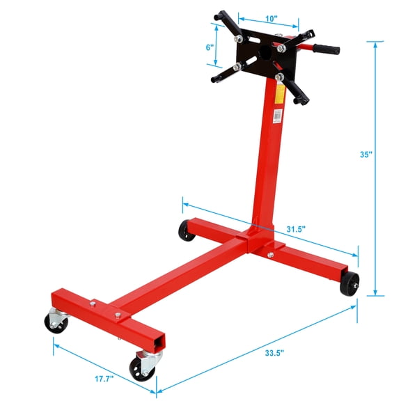 Engine Stand,Vehicle Engine Block Stand,Folding Stand,Steel Ratating Head 1000Lbs,Red Steel