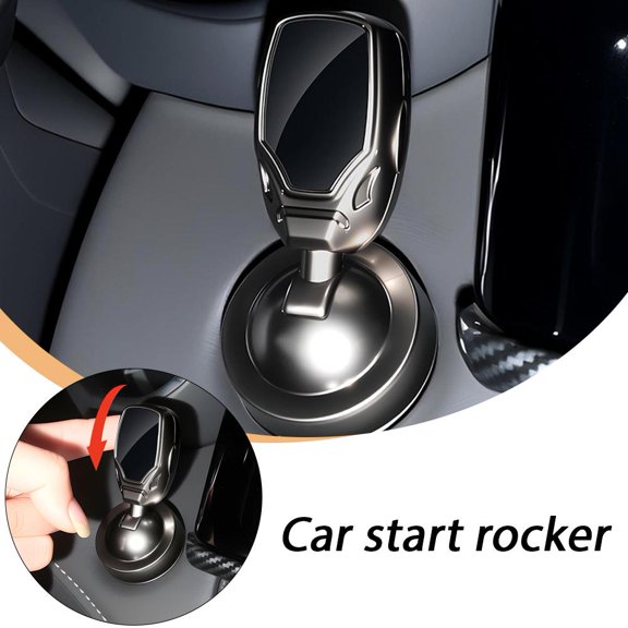 Engine Start Button Cover, Alloy Pull Rod Ignition Protector, Adhesive Installation for 95 Percent Vehicle Models