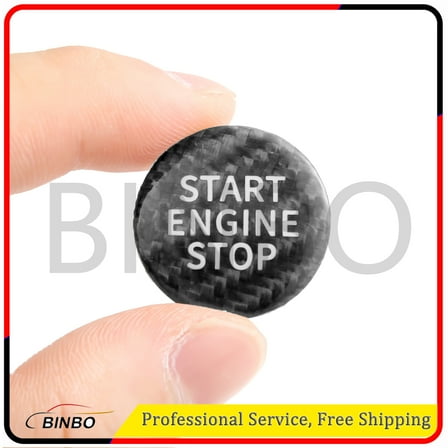 Engine Start Stop Push Button Cover Trim Carbon Fiber Black